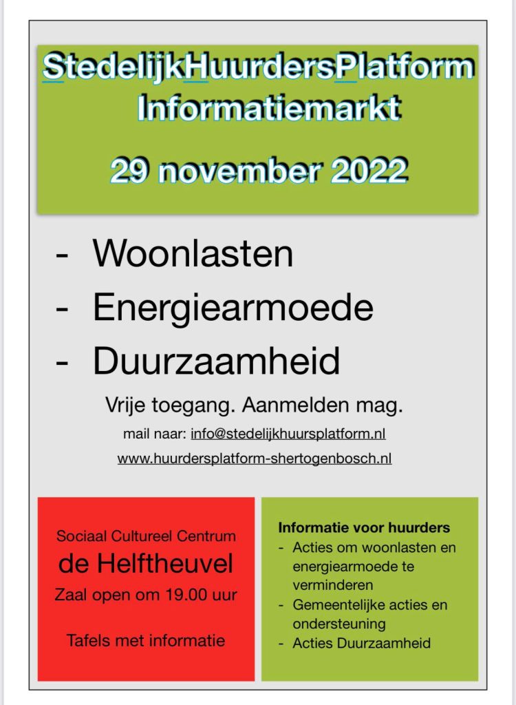 Informatiemarkt SHP, woonlasten, energiearmoede en duurzaamheid